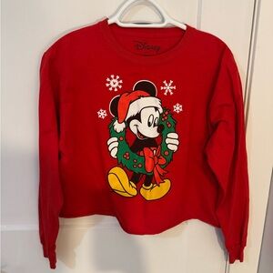 Disney Festive Red Mickey Mouse Cropped Sweater